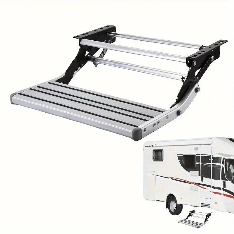 Heavy Duty Aluminum RV Step - Single Layer, Foldable and Portable, Can Accommodate 400 lbs, Perfect for RV Welcoming Entrance