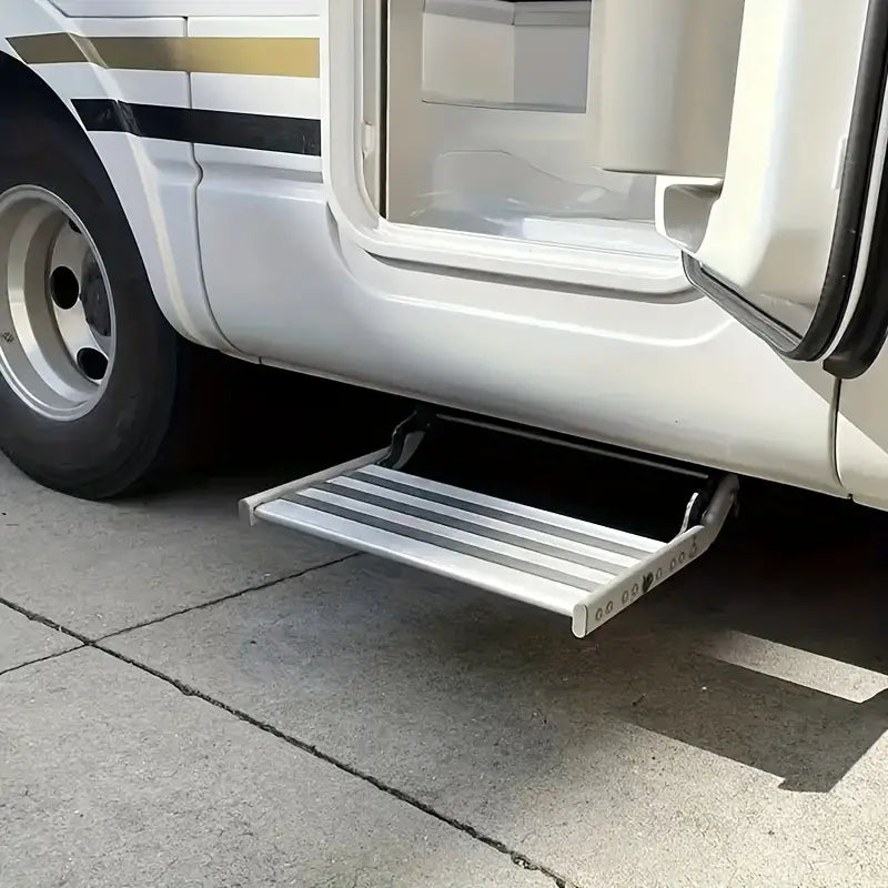 Heavy Duty Aluminum RV Step - Single Layer, Foldable and Portable, Can Accommodate 400 lbs, Perfect for RV Welcoming Entrance