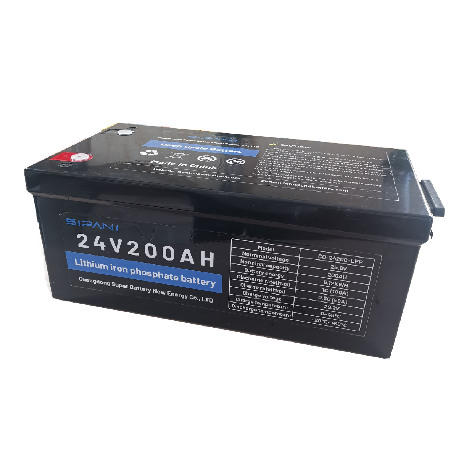 24V 200Ah Deep Cycle Lithium Iron Phosphate Battery,Self-heating,Bluetooth