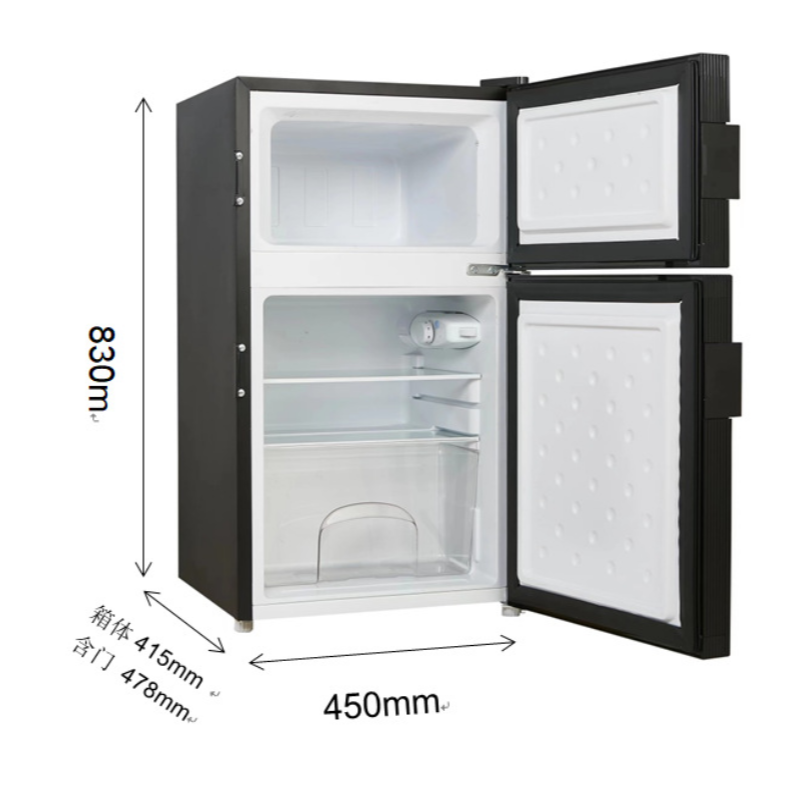 DC 12V/24V 3.2 Cube feet (90L) RV Refrigerator with door lock,Black, Right Hand Hinge