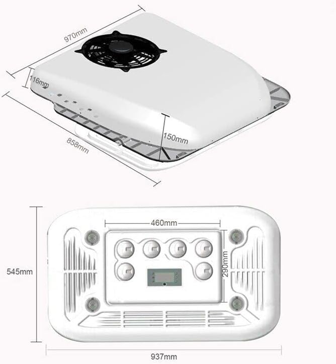 RVpligo Ultra-thin Electric RV Rooftop Air Conditioner,12V AC Unit Slim Design Non-Ducted For Cars, Trucks, Tractors, Motors, and Household Use