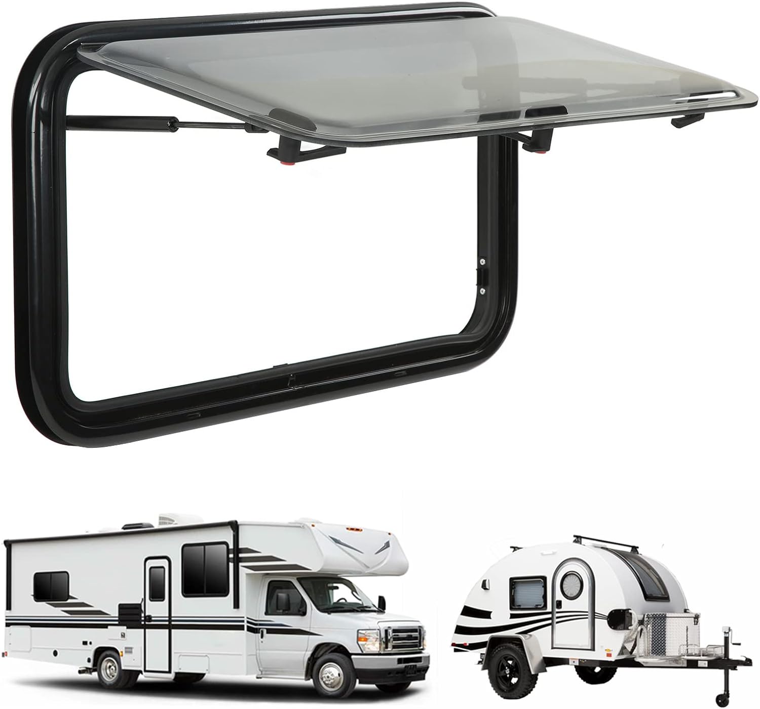 RV Window, Push Pull Style Protection Waterproof Slide, With Interior Shade Blinds