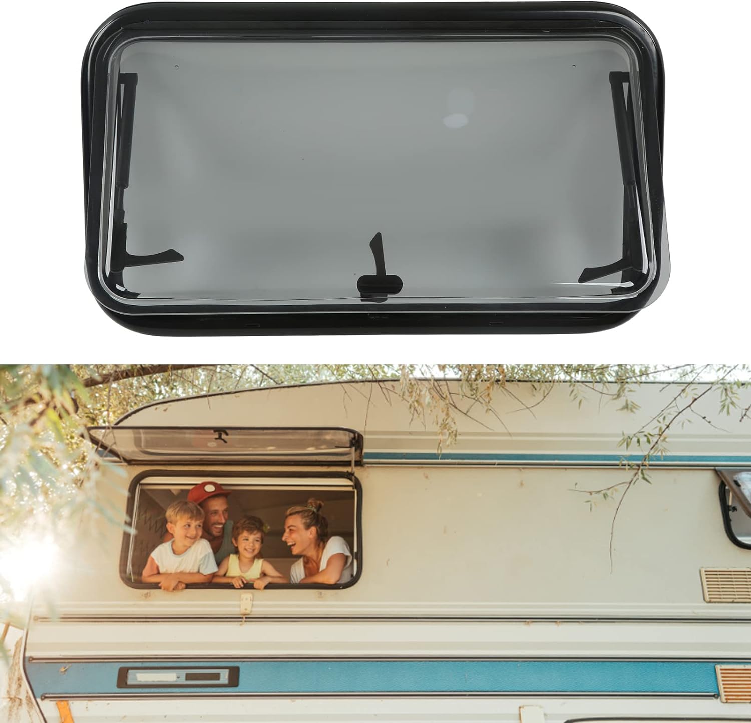 RV Window, Push Pull Style Protection Waterproof Slide, With Interior Shade Blinds