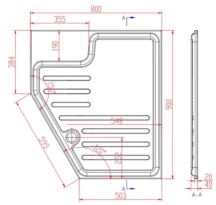 31.5 X 35.5 Inch (800 X 900 mm) Left cutout, RV Bathroom Shower Tray, Small Bathroom Basin Hidden Shower Tray