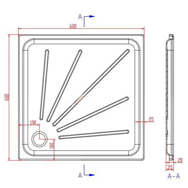 23.6 X 23.6 Inch (600 X 600 mm) RV Bathroom Shower Tray, Small Bathroom Basin Hidden Shower Tray