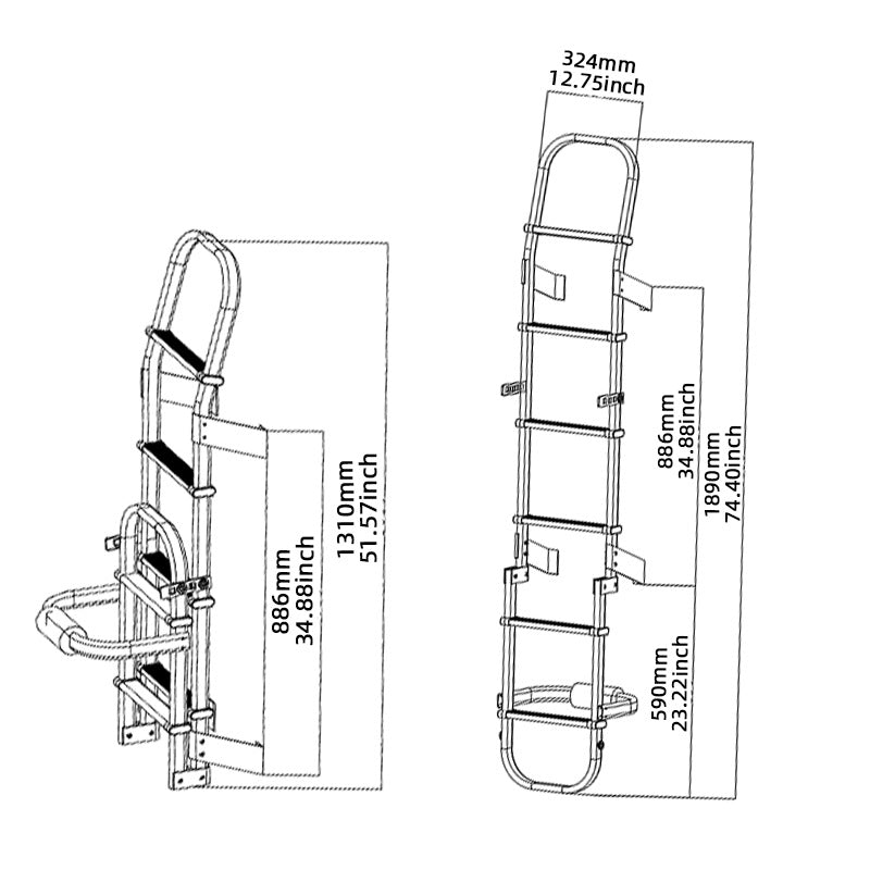 RV aluminum alloy external ladder