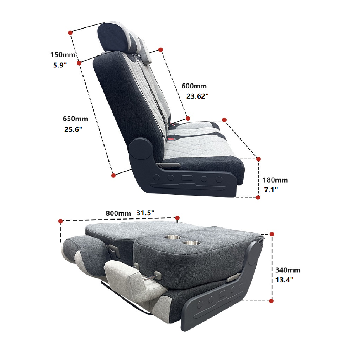 "Magnolia Bloom" RV Seat: Front passenger safety seat with parent-child seating